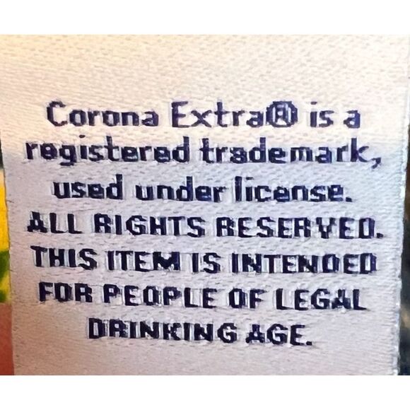 Corona Beer Hawaiian Aloha Short Sleeve Cabana Blue Yellow Shirt Size Large - Picture 10 of 11